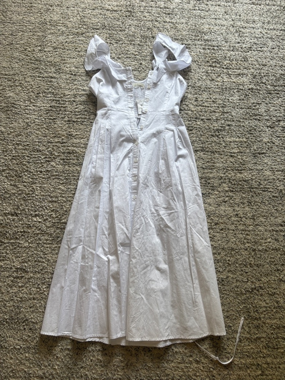Urban Outfitters White Button-Front Ruffle Sleeve Midi Dress
